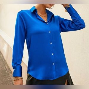 SHEIN Button Up Satin Long Sleeve